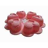 Molde Silicona Flexible Corazón X 6 Cavidades Repostería 