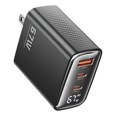 Cargador Rápido GaN 67W Toocki USB C y USB A para Smartphones y Laptops | Meses sin interés