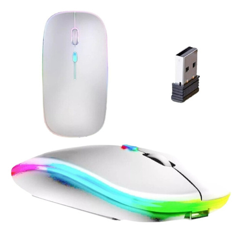 Mouse Sem Fio Recarregável Rgb 7 Cores Nano Usb Compacto