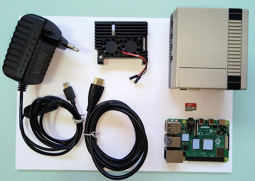 Kit Gamer Raspberry Pi 4 Pi4 4gb Fonte Sd 64 Case Cooler 