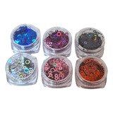Set 6 Pigmentos Glitter Holograficos Circulos M2 Resina