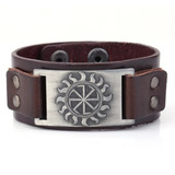 Pulsera Cuero Vikingo Sol Hombre Moda Masculina 2021