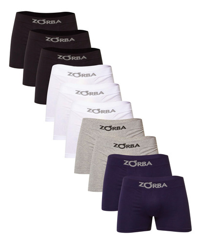 Kit Com 10 Cuecas Boxer Seamless Masculina Zorba Oferta