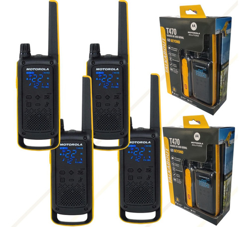 Kit 4 Rádio Comunicador Motorola T470 Walk Talk + Nf +brinde