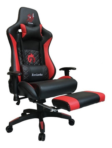 Silla Tipo Gamer Pro Reclinable En Cuerina  Color Rojo Negro