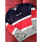 Sudadera Tommy Hilfiger Hoodie Playera Hype Bloques Rayada L