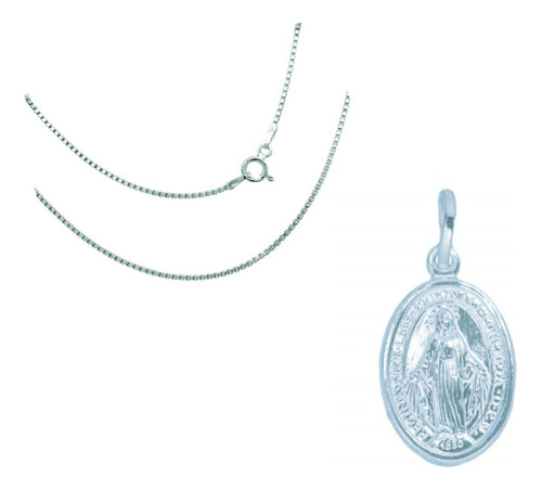 Cadena Y Dije Virgen Milagrosa  #1 Plata L925 Laniajoyeros