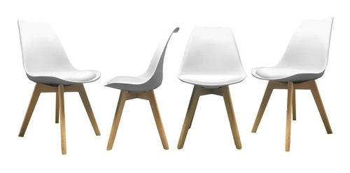 Set X 4 Silla Eames Tulip Con Asiento Acolchado Comedor 