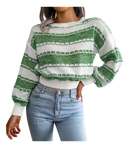 Blusa A La Moda Para Mujer, Casual, Cuello Redondo, Manga La