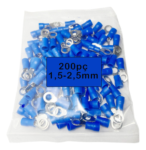 200x Terminais Olhal/anel 1,5-2,5mm Furo M5 Azul Aproveite