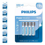 28 Pilhas Alcalinas Aaa 3a Palito Philips 7 Cart