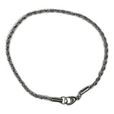 Pulseira Masculina Aço Banhado Prata Elo 2mm Baiano Fina P31