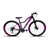 Bicicleta Aro 29 Feminina Ksw Aluminio 21 Marchas Mtb Cor Preto/rosa Tamanho Do Quadro 15