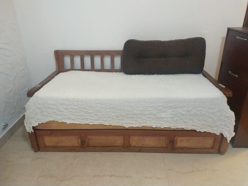 Futon De Algarrobo Usado Con Colchón Nuevo Y Cajonera Cama