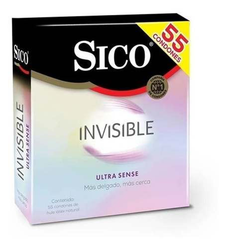 Condones Sico Invisible Caja Con 55 Piezas
