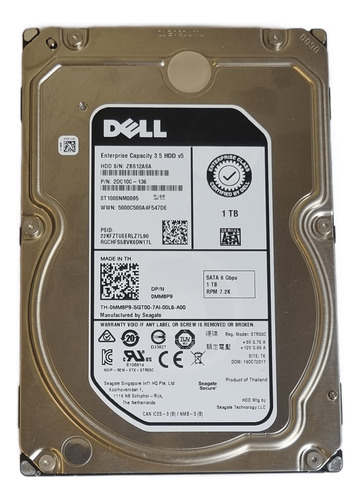 Hd Servidor Dell Enterprise Certificado 1tb 3,5 Sata3 