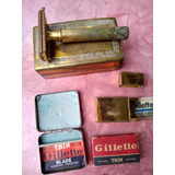 Antiguo Lote De Máquinas De Afeitar Gillette Dorada