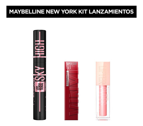 Set Maquillaje Maybelline: Sky High,lifter Gloss,vinyl Ink 