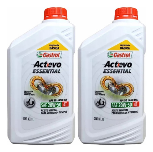 Aceite Castrol Actevo Essential 4t Mineral 20w50 Por 2 Ltrs