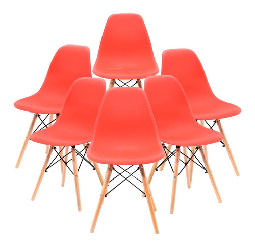 Set De 6 Sillas Eames Modernas Minimalistas Comedor Colores