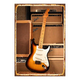 1 Cartel Metalico Letrero Retro Guitarra Fender 40x28 Cm