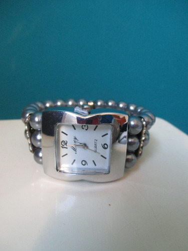 Reloj Pulsera Malla Elastizada Cuadrado  Perlas Y Strass X 6