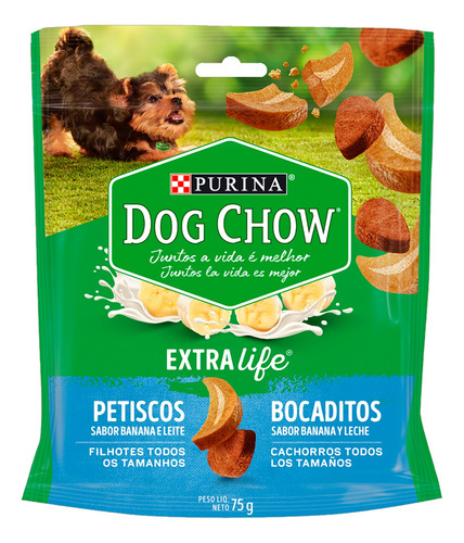 Petisco Para Cães Filhotes Banana E Leite Purina Dog Chow Extra Life Pouch 75g