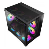 Gabinete Gamer Aquário Kirra Black Com 4x Fans Cooler Rgb