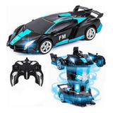 Coche Control Remoto Transformers Carro Teledirigido Niños Cor Azul Esmerilado