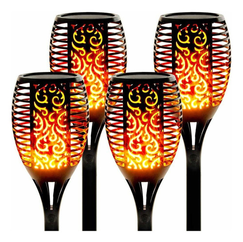 4pcs 12led Solar Power Flame Lámpara De Llama De Antorcha De