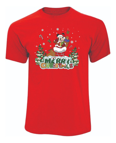 Camisetas Navidad Mickey Mouse Merry Christmas Chimenea Jk1