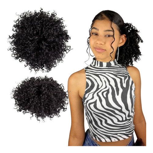 Aplique Coque Afro Puff - 120g/30cm - Textura Natural Weng