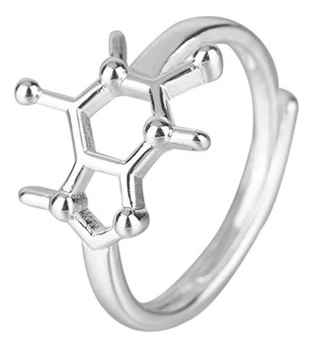 Anillo Ciencia Molécula Serotonina Ajustable Plata S925