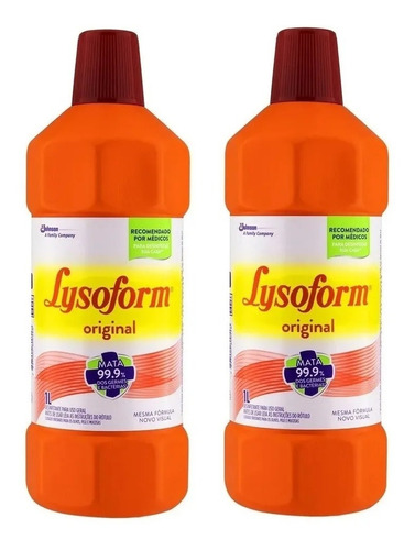 Kit 2 Un Desinfetante Lysoform Original 1 Litro Bactericida