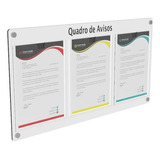 Quadro De Aviso Gestão C/ 3 Displays Acrílico P/ A4 Branco