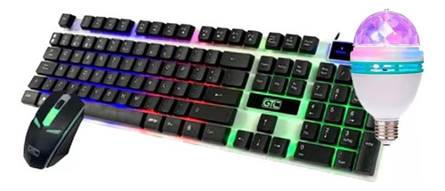 Mouse Gamer Teclado + Luz Led Multicolor + Foco Bolichero