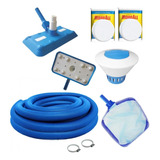 Kit Limpeza Piscina Peneira Aspirador Flutuador Cloro