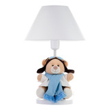 Abajur Luxo Infantil Menino Bebê Luminária Ursinho Aviador Cor Da Cúpula Cúpula Branco Cor Da Estrutura Base Branco