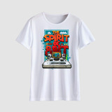  Remera Blanca Manga Corta Retro Juegos Consolas Vintage