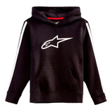 Buzo Algodon Kids Racey Hoddie Negro Y Rayas Mangas Roj/blan