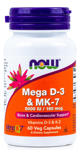 Vitamina D3 (5000iu)+vitamina K2 (180mcg) / 60caps. Veganas