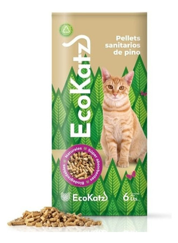 Piedras Sanitarias De Pino Para Gato Ecokatz 4,2kg