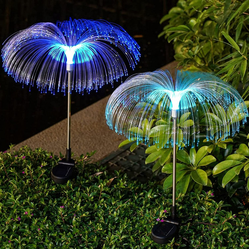 2x Luminárias Luz Led Jardim Fibra Óptica Solar Recarregável