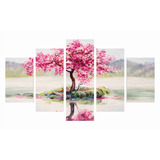 Cuadro Decorativo Árbol Cerezo Japonés Rosado 125cm X 70cm