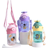 Garrafa Água Infantil Astronauta Hélice Canudo 700ml Adesivo