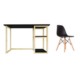 Kit Mesa De Jantar Home Office Preta C/ Cadeira Eames 