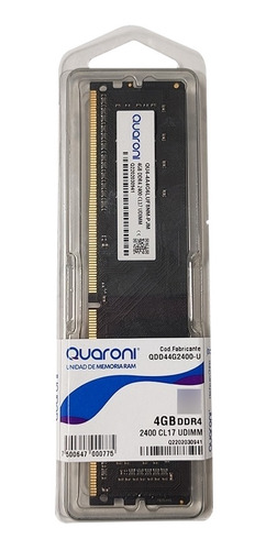 Memoria Ram Udimm Quaroni Ddr4 4gb Pc4-19200 2400mhz Cl17