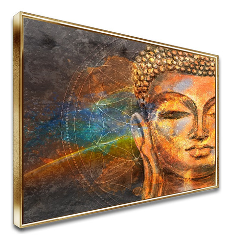 Quadro Buda Dourado Abstrato C/moldura