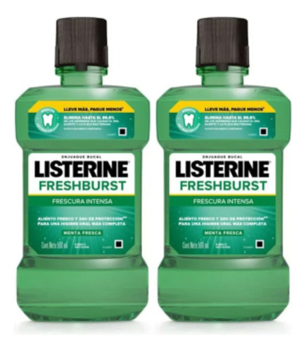 Listerine Freshburst  Kitx2 Enjuague Bucal 500ml