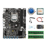 Placa Base B75 Miner De 12 Usb, Cpu, 2 X 4 G Ddr3 Ram+ssd De